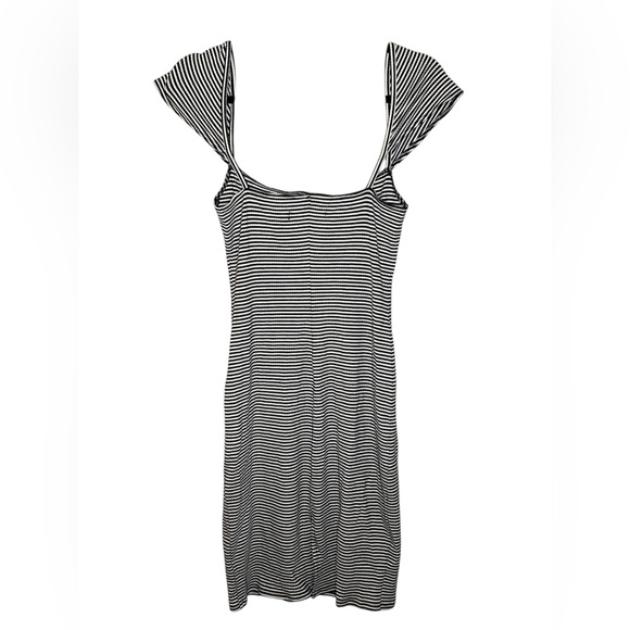 Reformation‎ Black and White Striped Mini Cap Sleeve Dress - Picture 4 of 5